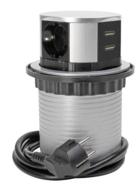 Kopp Tower pop-up met 3V WCD RA, met 2 USB poorten 2100mA, 1.4Mtr Toren