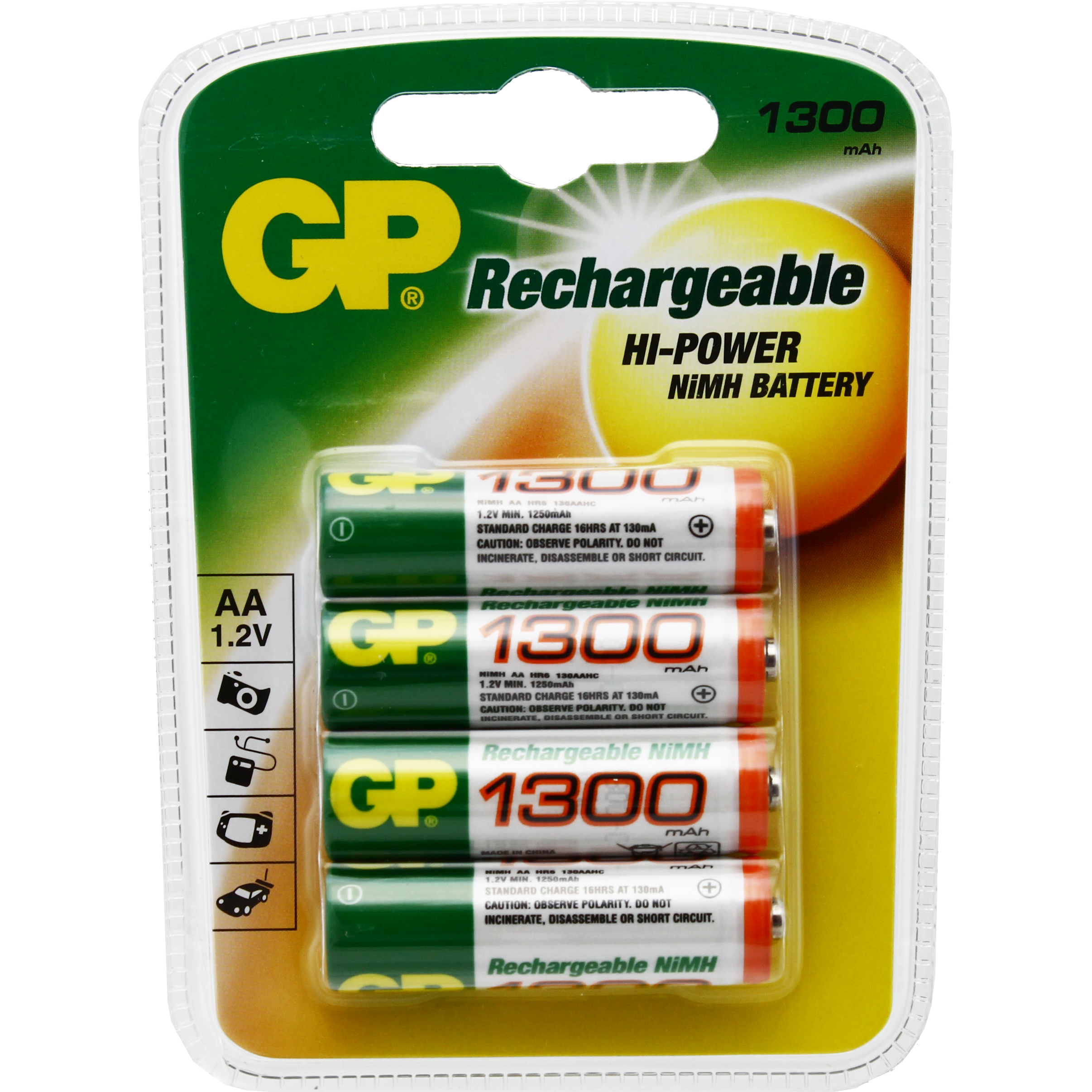 G.P Batterij Oplaadbaar Nimh R06 AA 1300Mah 1.2V Penlite Bls4