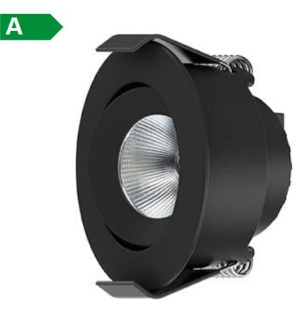 Interlight LED Camicro Downlight Zwart kantelbaar dimbaar 4W. 45Gr 2700K 230L IP44