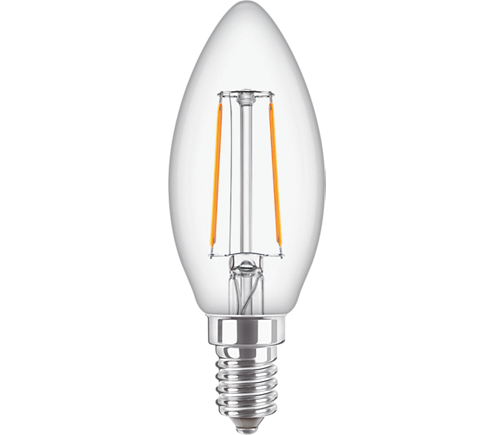Philips Classic Led Filament Kaarslamp E14 2w.- 25W 827 Helder 250Lm Nodim 37757800
