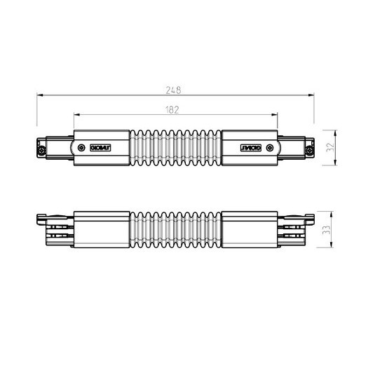 Nordic 3-Fase Spanningsrail xts 23-2 Flexible Bocht Zwart