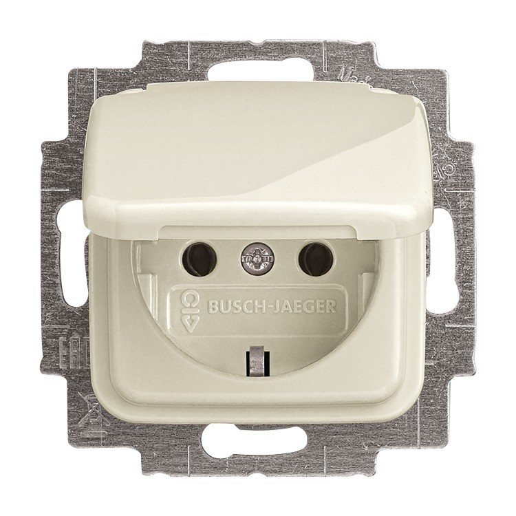 Busch/J Inbouw Wcd 1-V Ra Steekk.20Euk-212-503 Creme met Klapdeksel Si