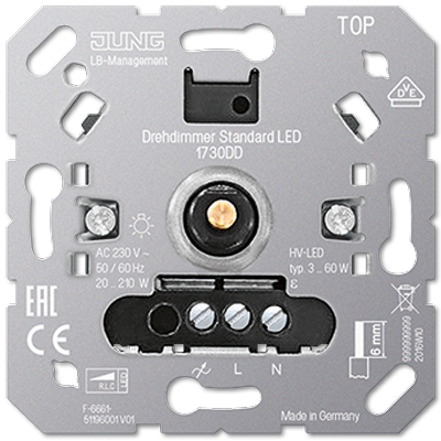 Jung Dimmer Inb Led 3 - 210 VA Wissel Fase Standaard R.L.C 1730DD