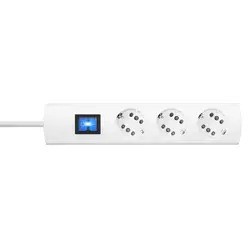 Kopp TCD DUOversal Plus 3=6 3xRA + 6xEuro Wit met Schakelaar 3.0Mtr