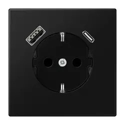Jung Ls990 Basis Inb. Wcd 1-V Ra. USB USB-C LS1520-15CASWM Zwart Glans