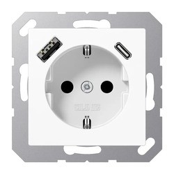 Jung A500 Basis Inb. Wcd 1-V Ra. + USB+ USB-C A1520-15CAWW Echt Wit