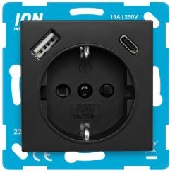 ION-Ind WCD RA USB A+ C Aanraakbev V1/J1 Mat Zwart 10.30.0416
