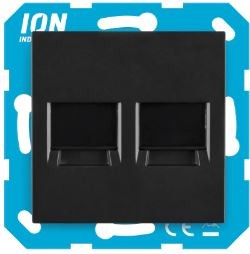 ION-Ind Afdek Modular Jack 2-voudig V1/J1 Mat Zwart 13.30.0016