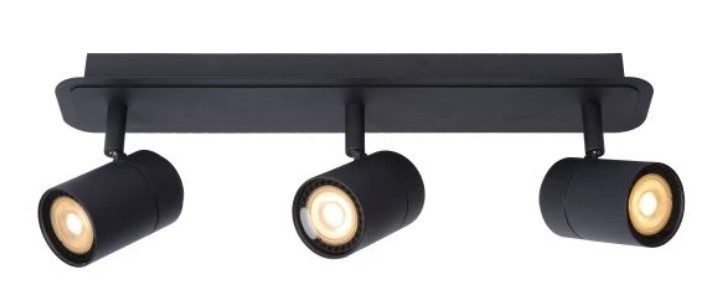 Lucide Plafondspot Binnen Lennert 3X5W Gu10 3000K Ip44 Zwart Badkamer