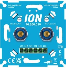 IonLed Inbouw Dimmer Universeel Duo 2X 0- 200VA RC Anti Flik incl knop