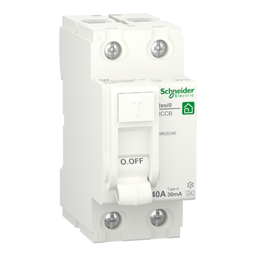 Schneider Aardlekschakelaar 1-Fase 40A 30mA 2Mod. Resi9 RCCB R9R35240