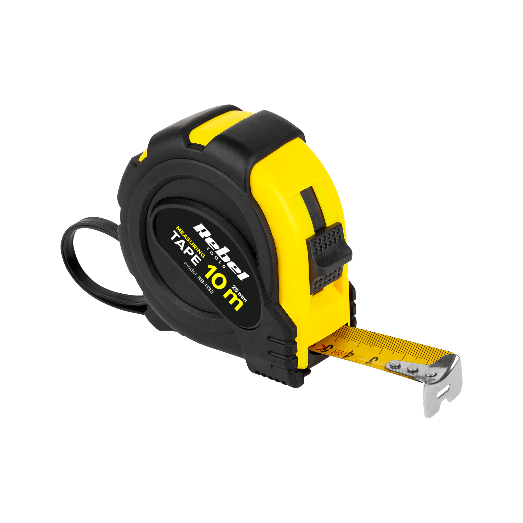 Rebel Gereedschap Rolmaat 10meter 25mm riemclip Meetlint RB1132