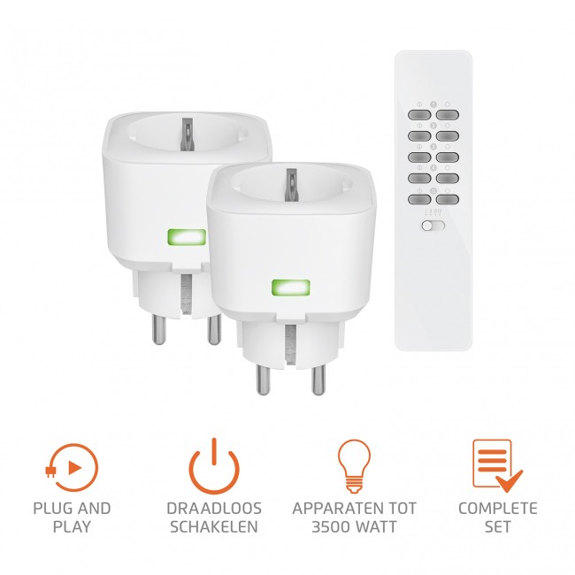 Klikaan Klikuit Set Acd2-200R 2x Stekker Dimmer Multi Led Inclusief Afstandsbediening