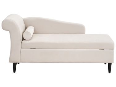 Left-Hand Chaise Longue LUIRO Velvet Beige with Storage