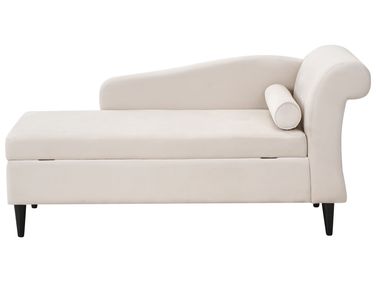 Right-Hand Chaise Longue LUIRO Velvet Beige with Storage