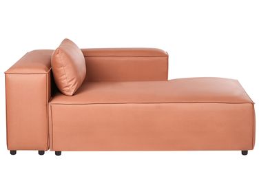 Left-Hand Chaise Longue BRANDE Fabric Golden Brown