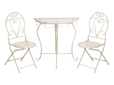 Bistro Set Folding FOLELLI Metal Light Beige