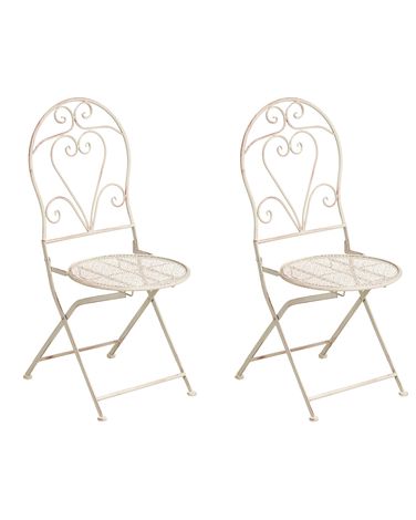 Lot de 2 chaises de jardin FOLELLI Pliant Métal Beige clair