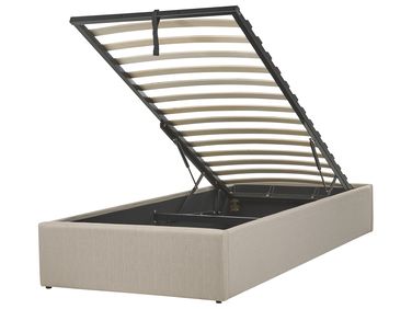 Lit ottoman sans tête de lit Tissu DINAN 90 x 200 cm Taupe