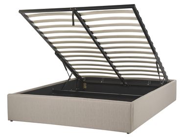 Lit ottoman sans tête de lit Tissu DINAN 140 x 200 cm Marron clair