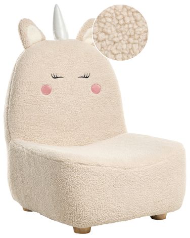 Kinderfauteuil Eenhoorn LULEA Bouclé Lichtbeige