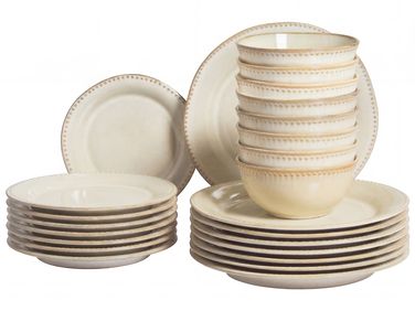 Set de 24 couverts de table CHERVIL Grès Beige clair