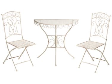 Bistro Set Folding JUINA Metal Light Beige