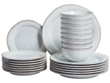 Set de 24 couverts de table CHERVIL Grès Bleu clair