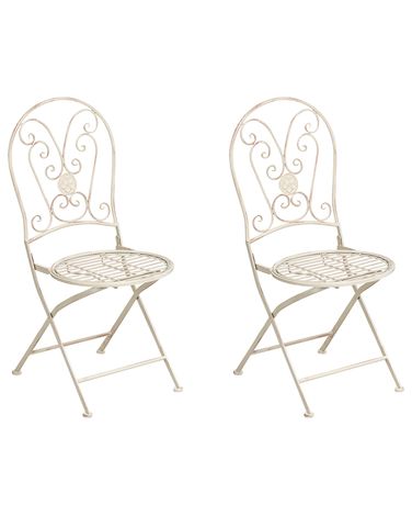 Lot de 2 chaises de jardin COGGIA Pliant Métal Beige clair