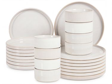 Set de 24 couverts de table SPIKENARD Grès Blanc cassé