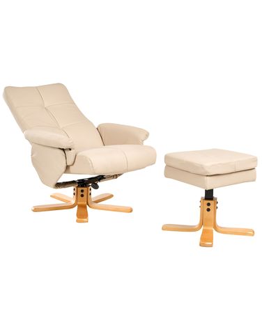 Relaxfauteuil EPSE met voetenbank Kunstleer Beige