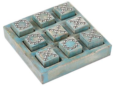Jeu du morpion KINA Bois de manguier Bleu