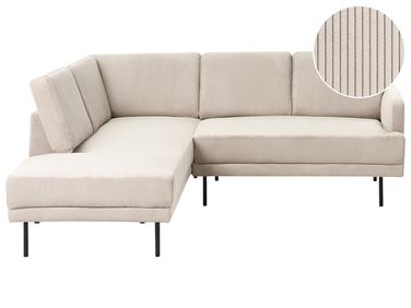Hoekbank 4-zits BREDA Corduroy Beige rechtszijdig