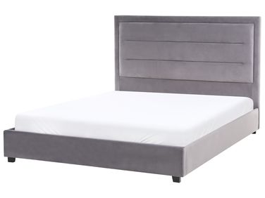 Lit avec sommier Velours ROUEN 140 x 200 cm Gris foncé