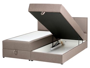 Lit boxspring avec rangement Tissu BARONET 160 x 200 cm Taupe
