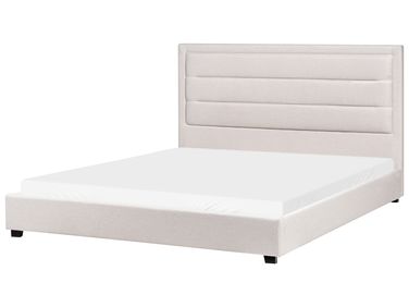 Lit avec sommier Tissu ROUEN 180 x 200 cm Beige clair