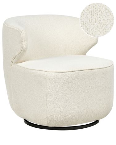 Fauteuil pivotant MOLLEBY Bouclé Blanc cassé
