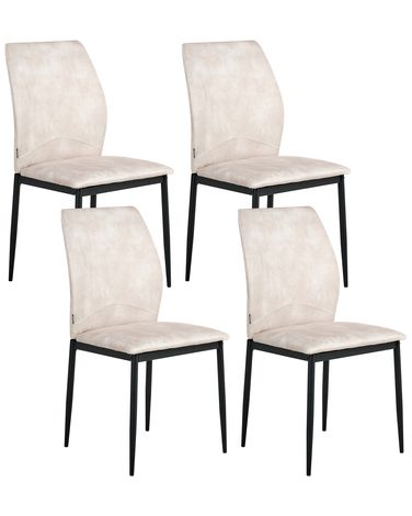 Lot de 4 chaises de salle à manger ROCHEPORT Tissu Beige clair