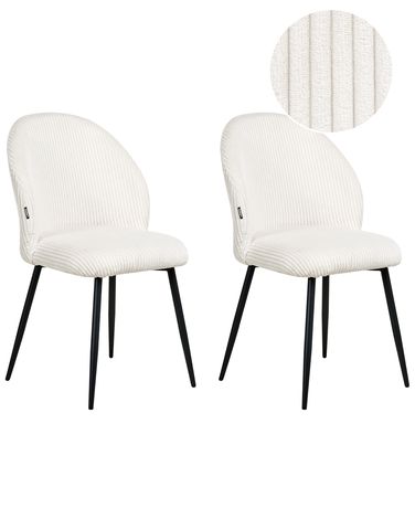 Set of 2 Dining Chairs ELOY Corduroy Off-White