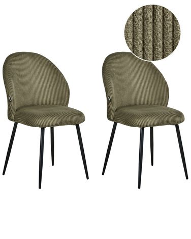 Lot de 2 chaises de salle à manger ELOY Velours côtelé Vert foncé