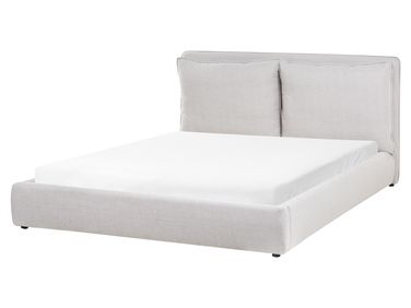Lit avec sommier Tissu BAJONNA 160 x 200 cm Gris clair