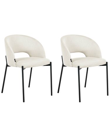 Lot de 2 chaises de salle à manger PENNY Tissu Beige clair
