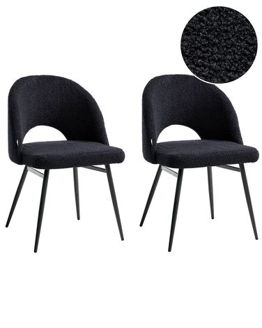 Lot de 2 chaises de salle à manger ONAGA Bouclé Noir