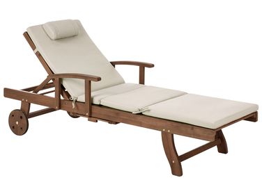 Ligstoel met kussen AMANTEA PREMIUM kantelbaar Acaciahout Taupe
