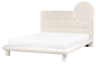 Lit avec sommier Bouclé CRESSAT 160 x 200 cm Blanc cassé