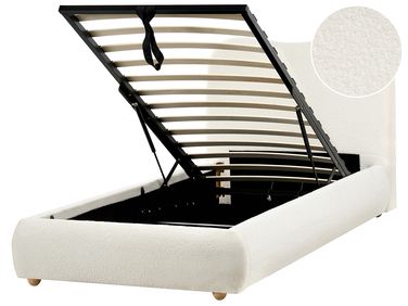 Lit ottoman Bouclé BLAGNAC 90 x 200 cm Blanc cassé