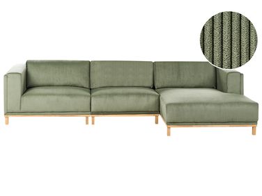 Corner Sofa 5 Seater VENG Corduroy Green Left Hand