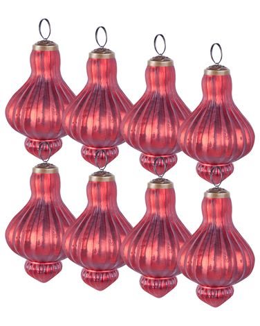 Set van 8 kerstballen BRILLANT Glas Rood