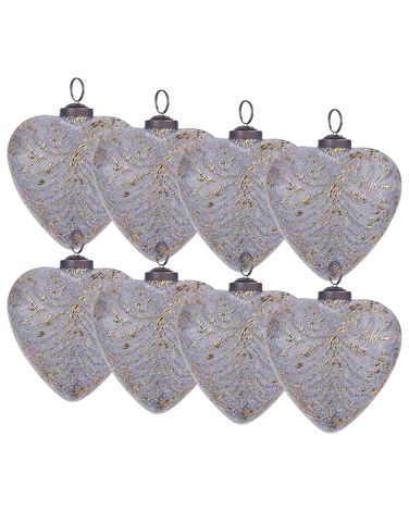 Set van 8 kerstballen FERIABLE Glas Grijs