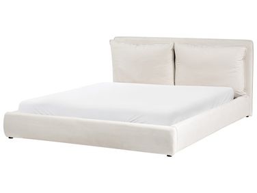 Lit avec sommier Tissu BAJONNA 180 x 200 cm Beige clair